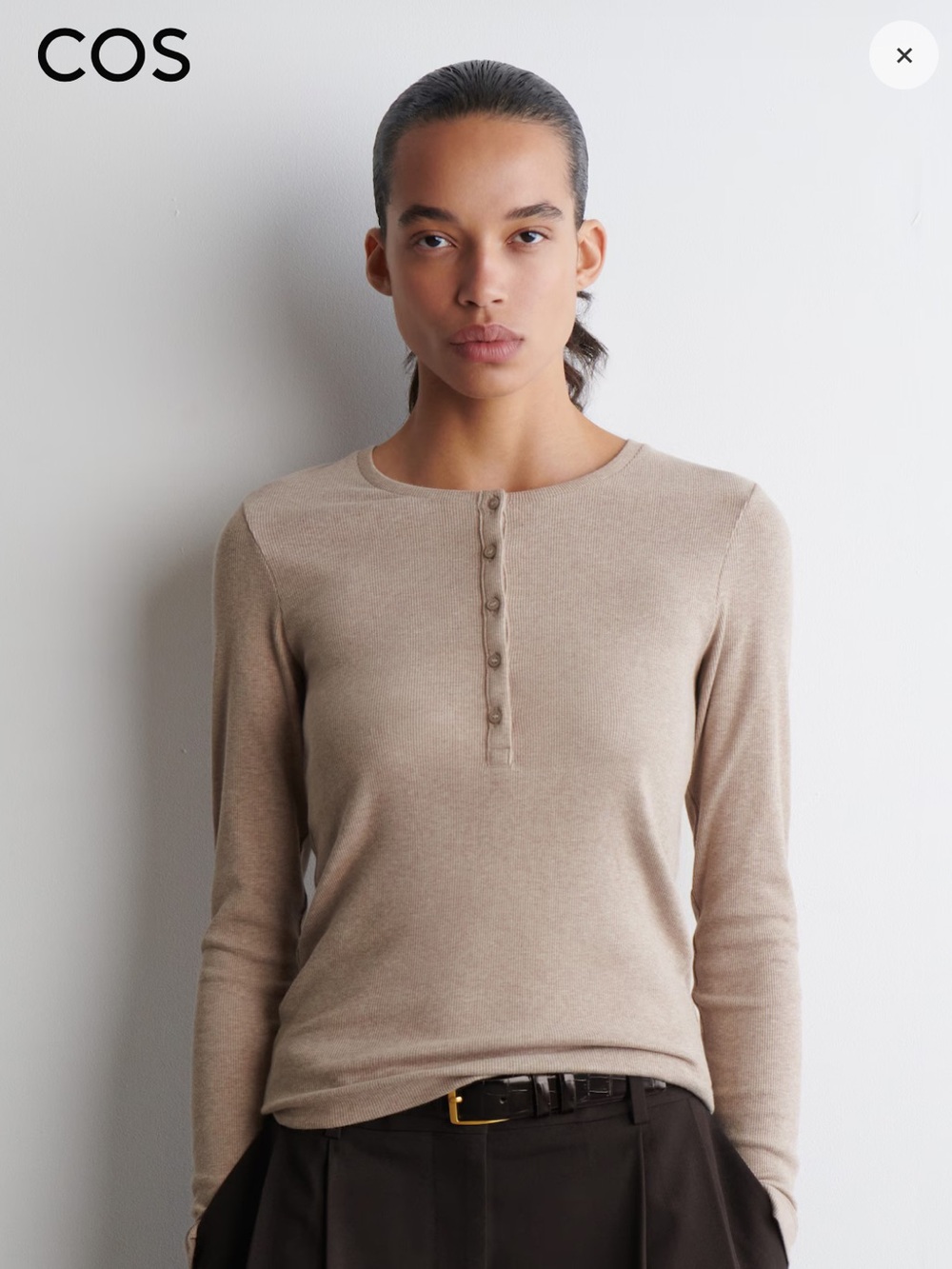 COS Long Sleeve Henley Shirt